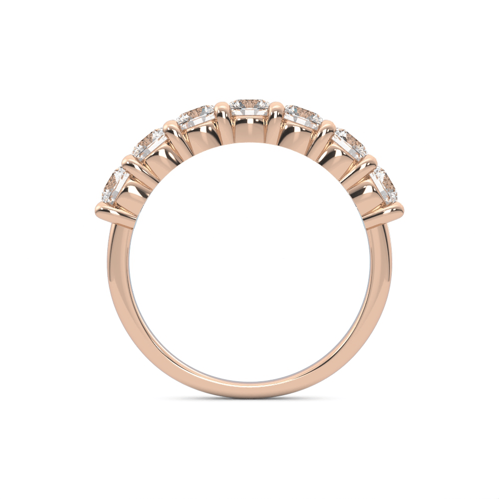 14K Rose Gold 7 Stone Quarter Shank Lab Grown Diamond Wedding Band
