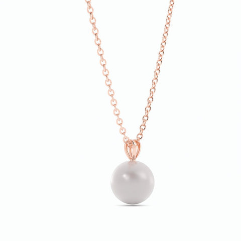 2.0ct Pearl Solitaire Pendant Akoya 14K Rose Gold Necklace