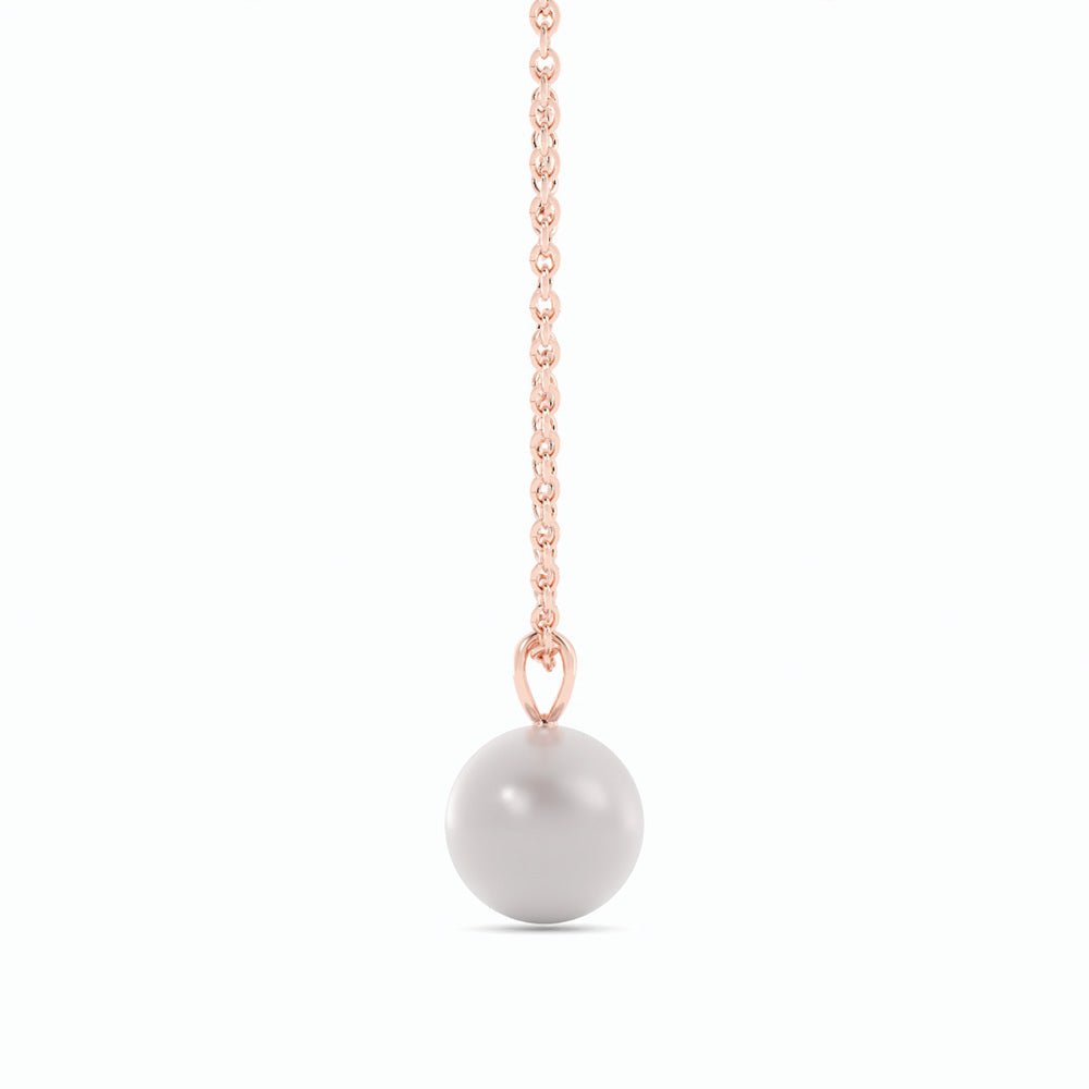 2.0ct Pearl Solitaire Pendant Akoya 14K Rose Gold Necklace