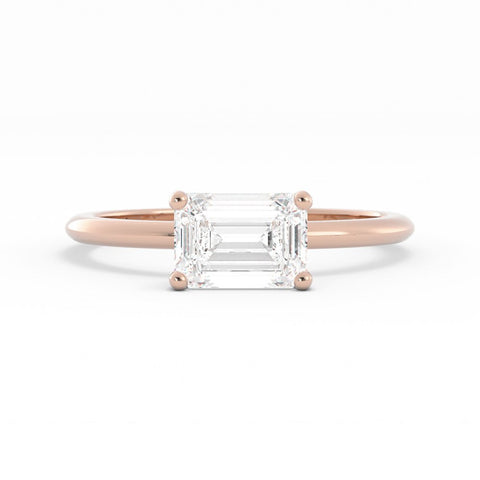1.0ct Moissanite Emerald East West 14K Rose Gold Engagement Ring