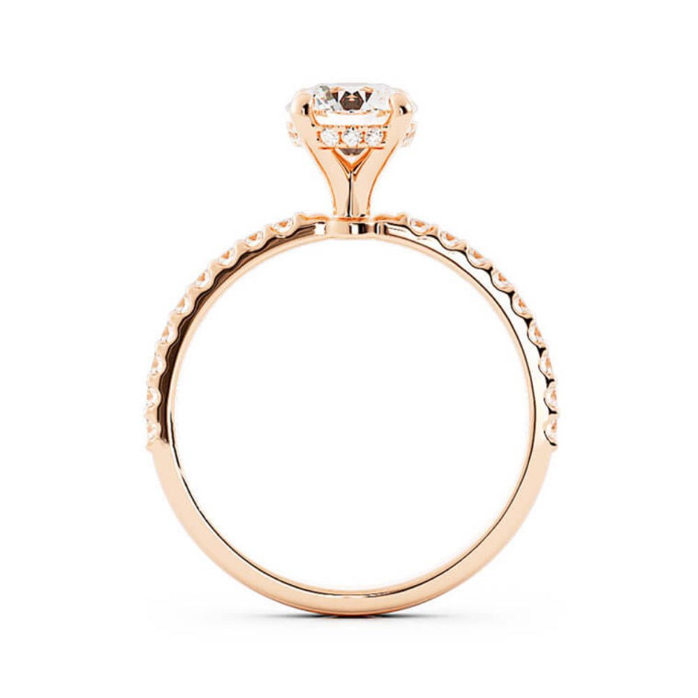 1.0ct Moissanite Pave Hidden Halo 14K Rose Gold Engagement Ring