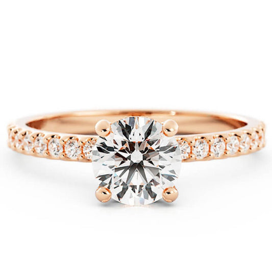 1.0ct Moissanite Pave Hidden Halo 14K Rose Gold Engagement Ring