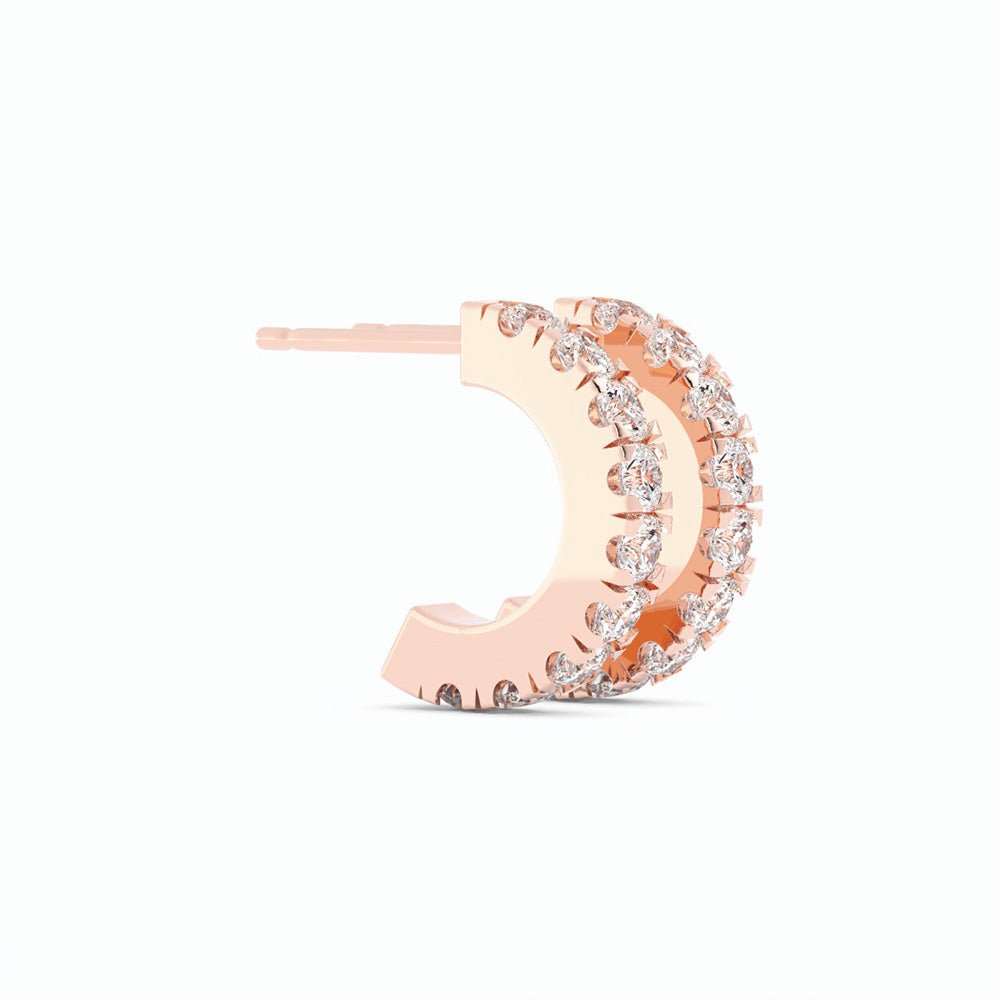 14K Rose Gold Round Lab Grown Diamond 10mm Hoops Earring