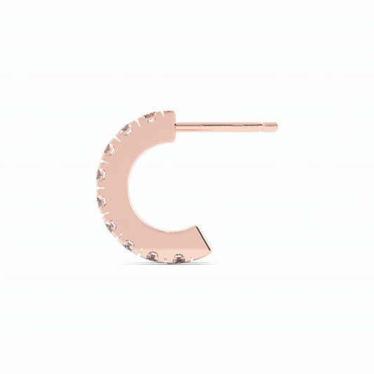 14K Rose Gold Round Lab Grown Diamond 10mm Hoops Earring