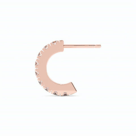 14K Rose Gold Round Lab Grown Diamond 10mm Hoops Earring