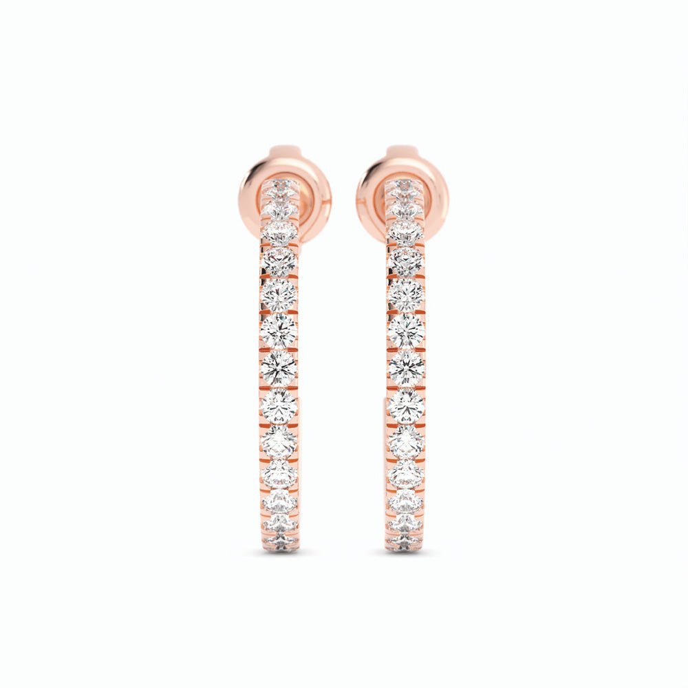 14K Rose Gold Round Lab Grown Diamond 15mm Hoops Earring