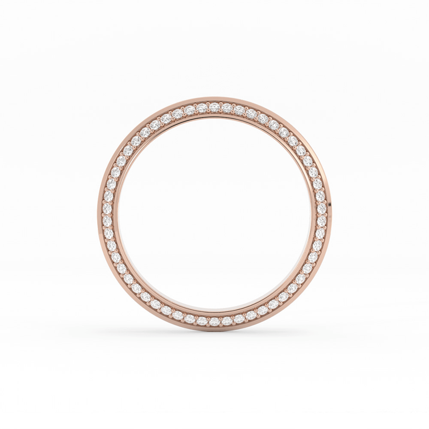 14K Rose Gold Round Double Knife Edge Lab Grown Diamond Wedding Band