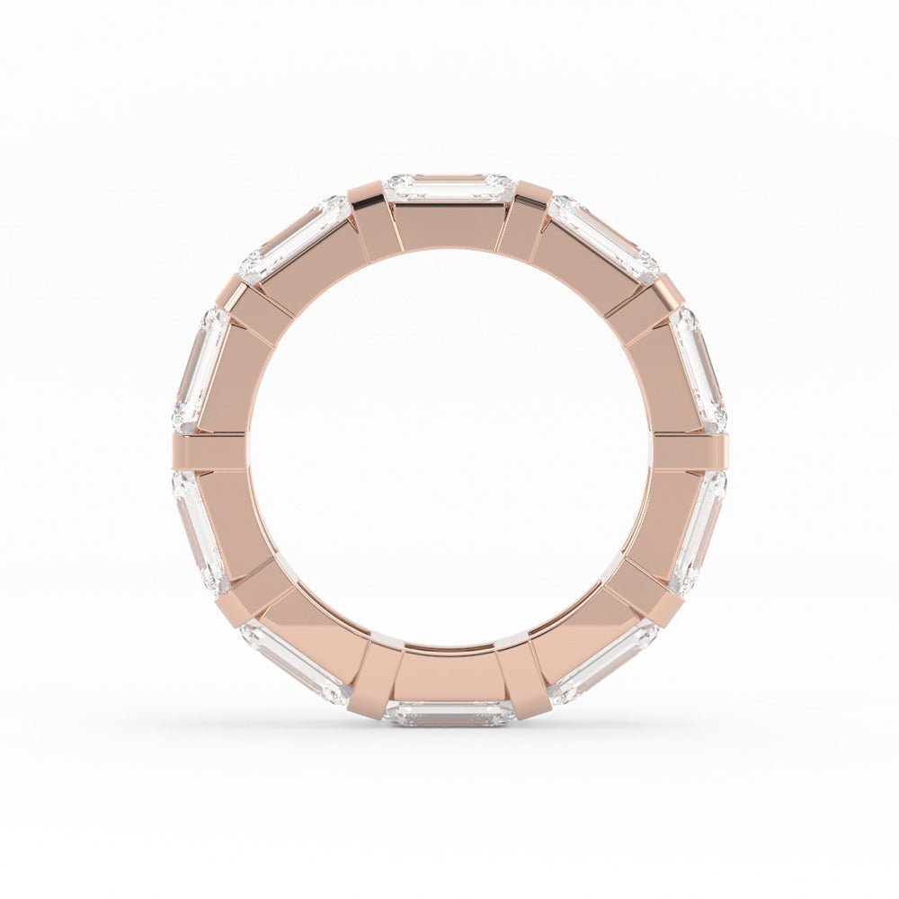 14K Rose Gold Lab Grown Emerald Cut Eternity 4mm Wedding Band