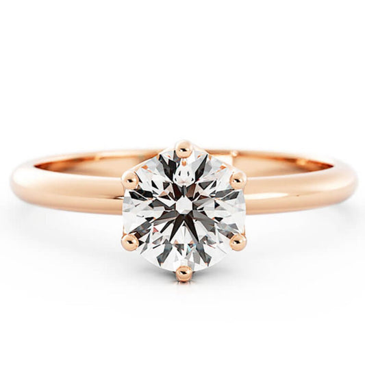 1.0ct Moissanite Round Solitaire 14K Rose Gold Engagement Ring