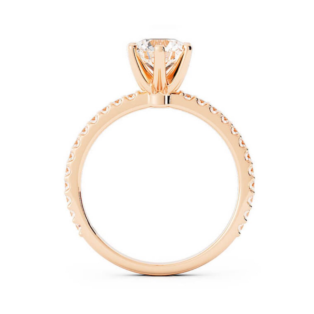 1.0ct Moissanite Pave Accent 14K Rose Gold Engagement Ring