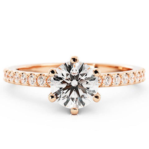 1.0ct Moissanite Pave Accent 14K Rose Gold Engagement Ring