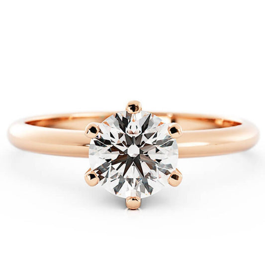 1.0ct Moissanite Round Solitaire 14K Rose Gold Engagement Ring