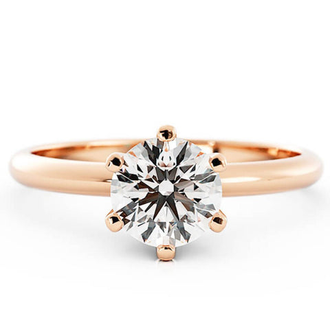 1.0ct Moissanite Round Solitaire 14K Rose Gold Engagement Ring