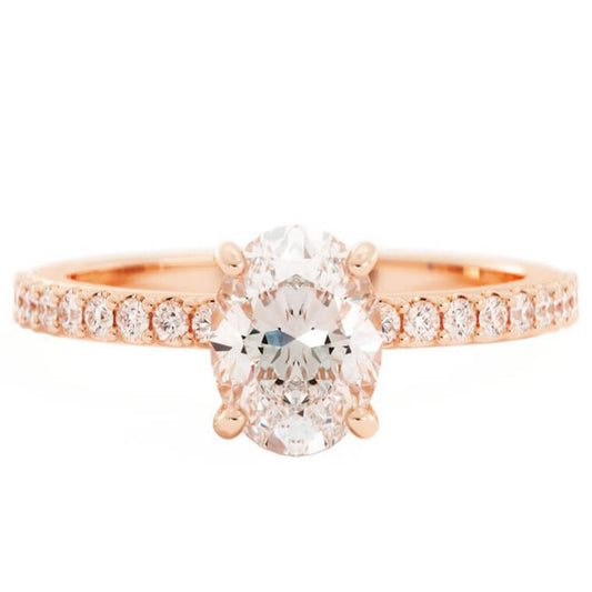 1.25ct Moissanite Pave Hidden Halo 14K Rose Gold Engagement Ring