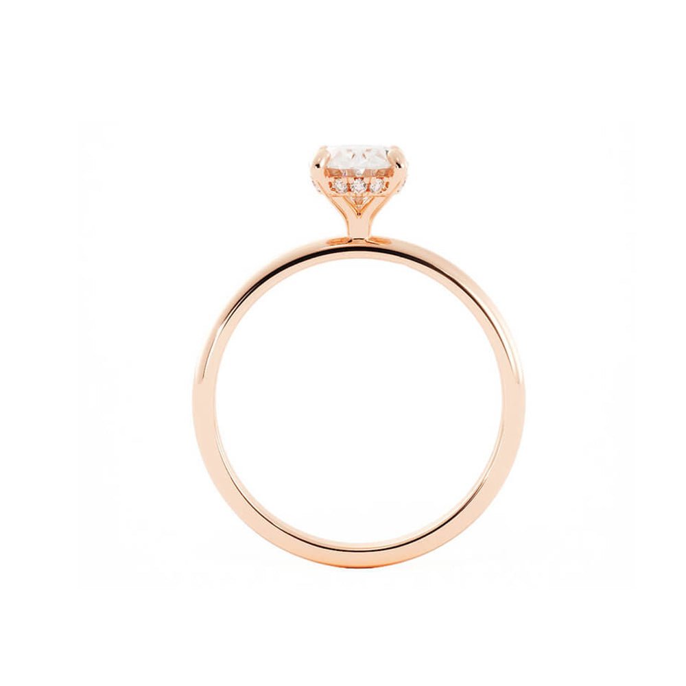 1.25ct Moissanite Oval Hidden Halo 14K Rose Gold Engagement Ring