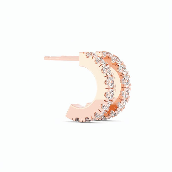 14K Rose Gold Round Natural Diamond 10mm Hoops Earring
