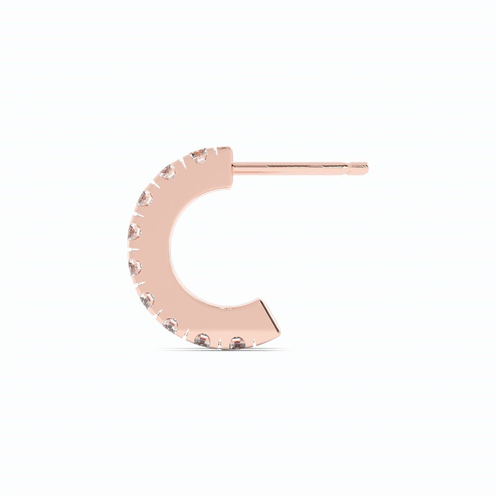 14K Rose Gold Round Natural Diamond 10mm Hoops Earring