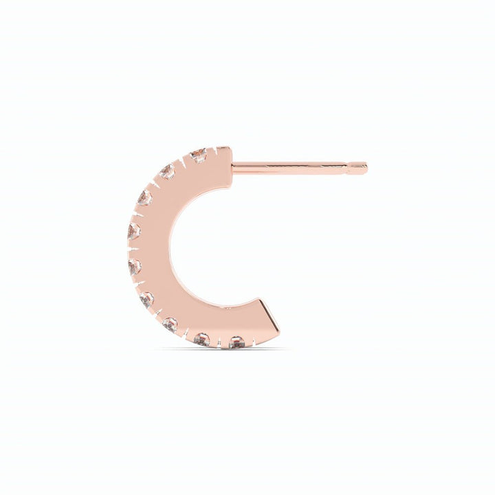 14K Rose Gold Round Natural Diamond 10mm Hoops Earring