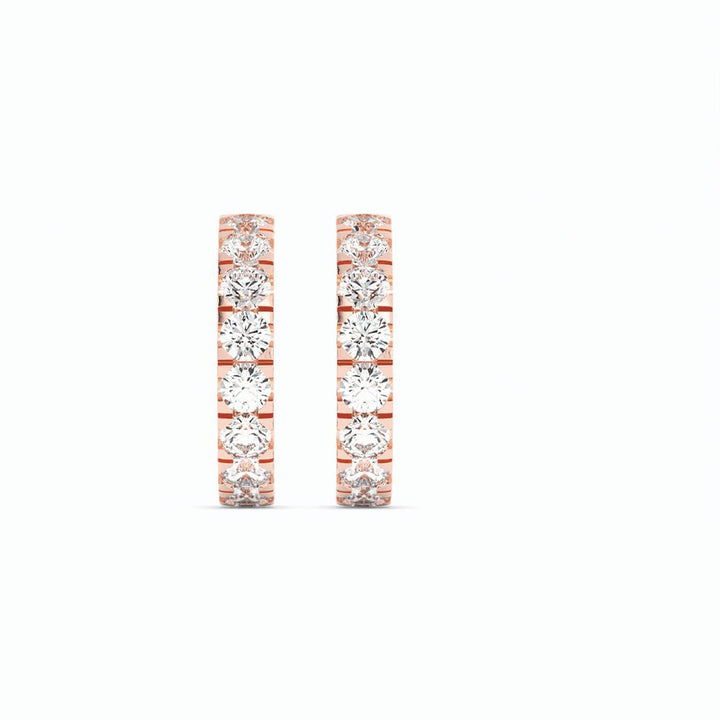 14K Rose Gold Round Natural Diamond 10mm Hoops Earring