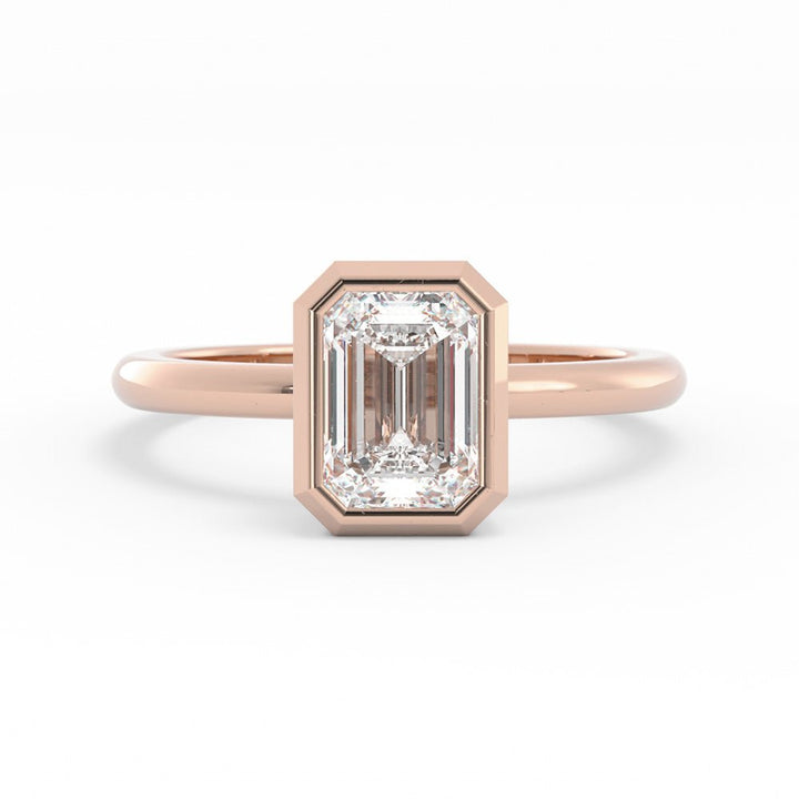 1.0ct Moissanite Emerald North South Solitaire 14K Rose Gold Engagement Ring