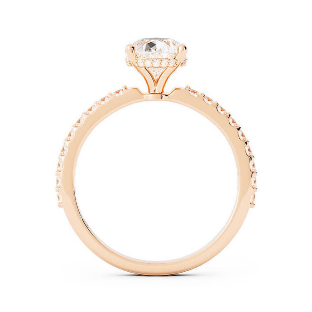 1.5ct Moissanite Pave Hidden Halo 14K Rose Gold Engagement Ring