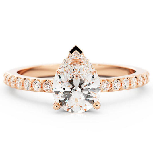 1.5ct Moissanite Pave Hidden Halo 14K Rose Gold Engagement Ring