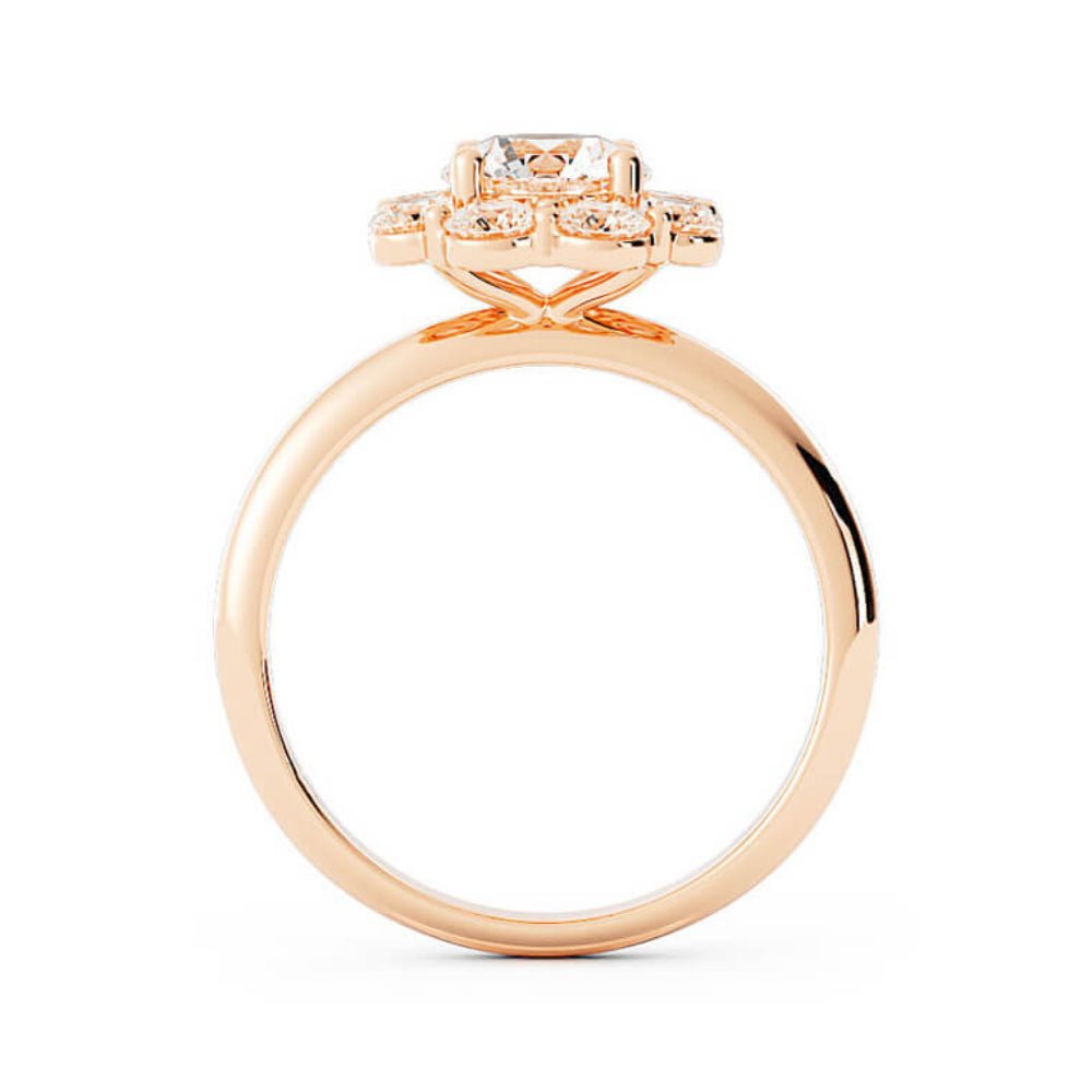 1.0ct Moissanite Round Halo 14K Rose Gold Engagement Ring