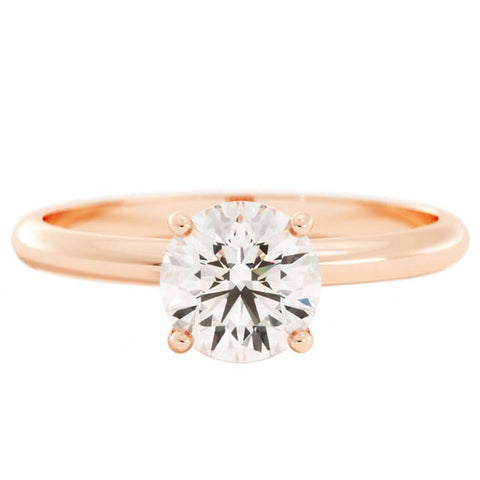 1.0ct Moissanite Round Solitaire 14K Rose Gold Engagement Ring