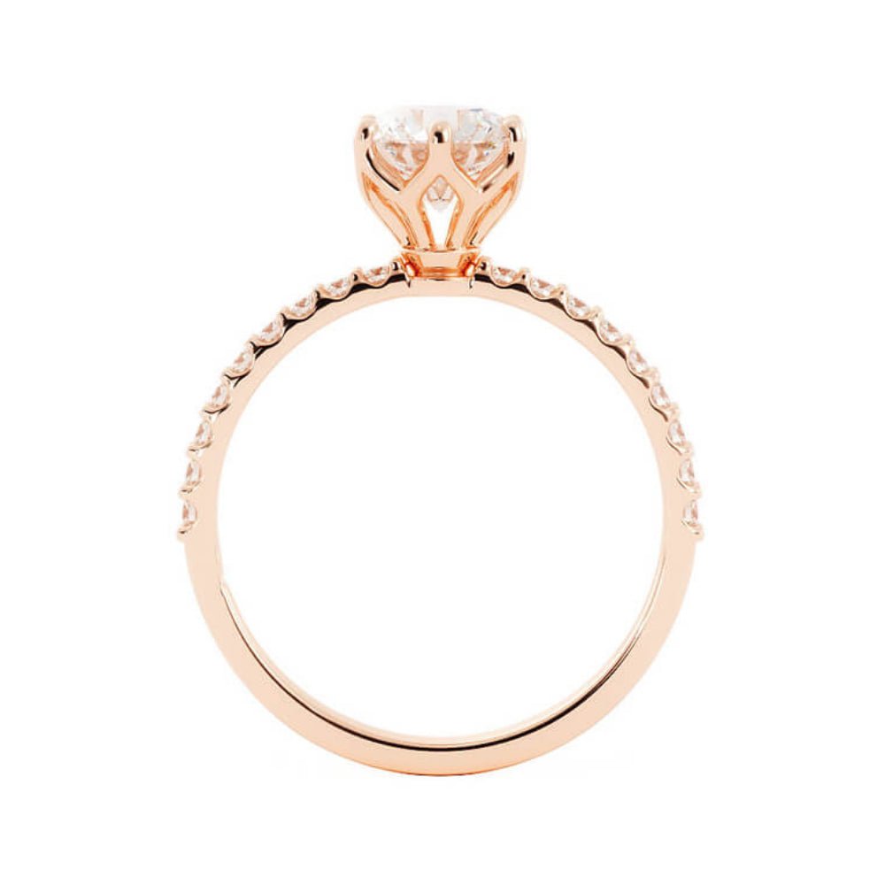 1.0ct Moissanite Pave Accent 14K Rose Gold Engagement Ring