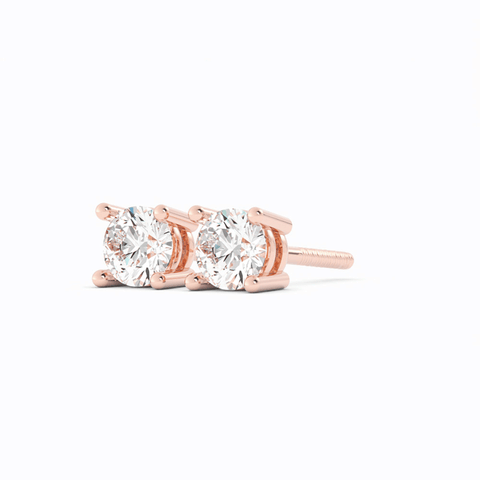 0.25ct Lab Grown Diamond Round Solitaire 14K Rose Gold Earring
