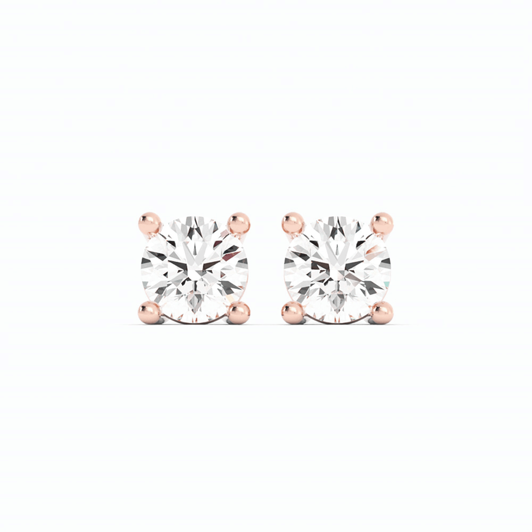 0.25ct Lab Grown Diamond Round Solitaire 14K Rose Gold Earring