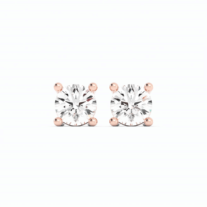 0.25ct Lab Grown Diamond Round Solitaire 14K Rose Gold Earring