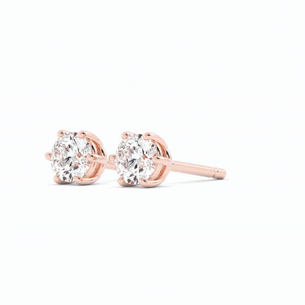 0.25ct Lab Grown Diamond Round 4mm Stud 14K Rose Gold Earring