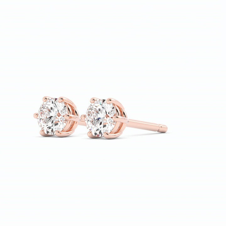 0.25ct Lab Grown Diamond Round 4mm Stud 14K Rose Gold Earring