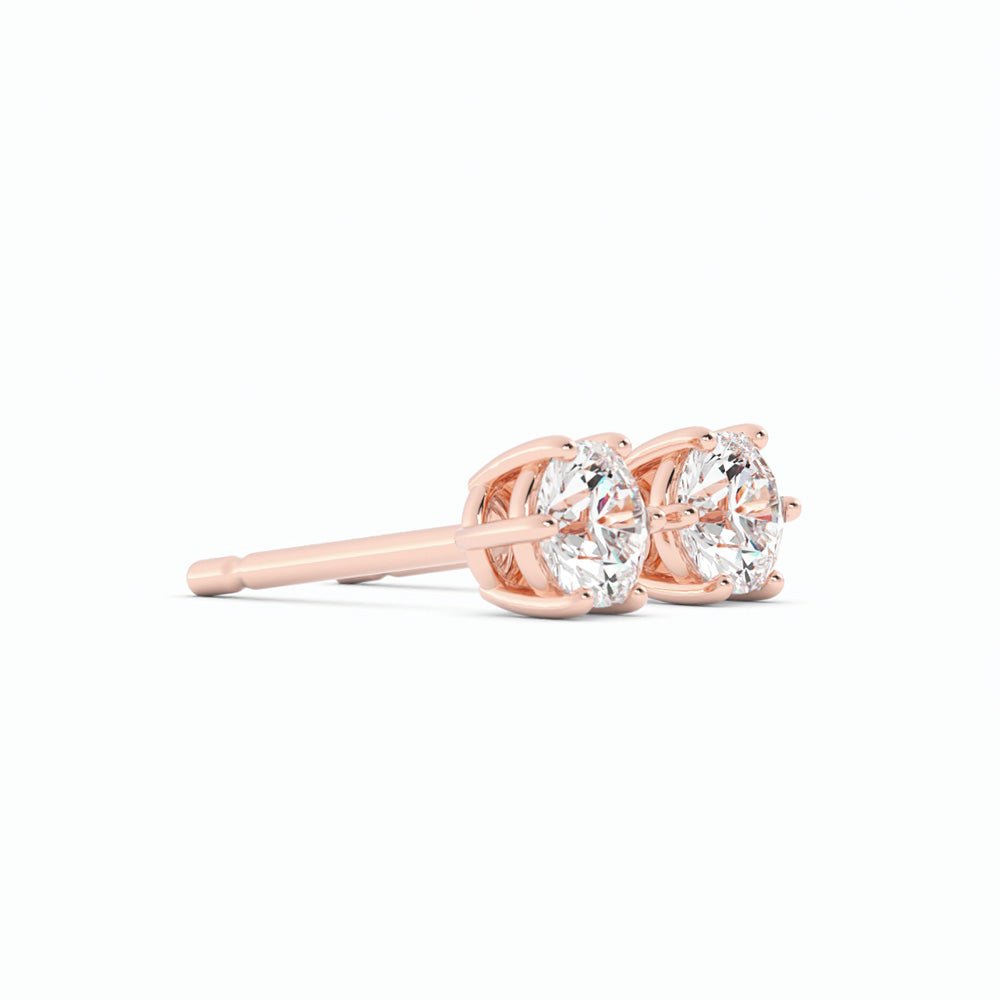 0.25ct Lab Grown Diamond Round 4mm Stud 14K Rose Gold Earring