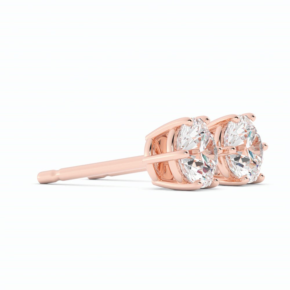 0.5ct Lab Grown Diamond Round 5mm Stud 14K Rose Gold Earring