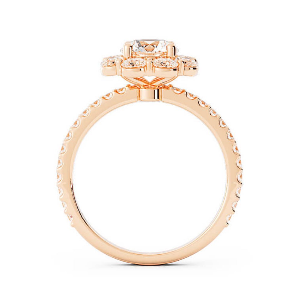 1.0ct Moissanite Pave Halo 14K Rose Gold Engagement Ring
