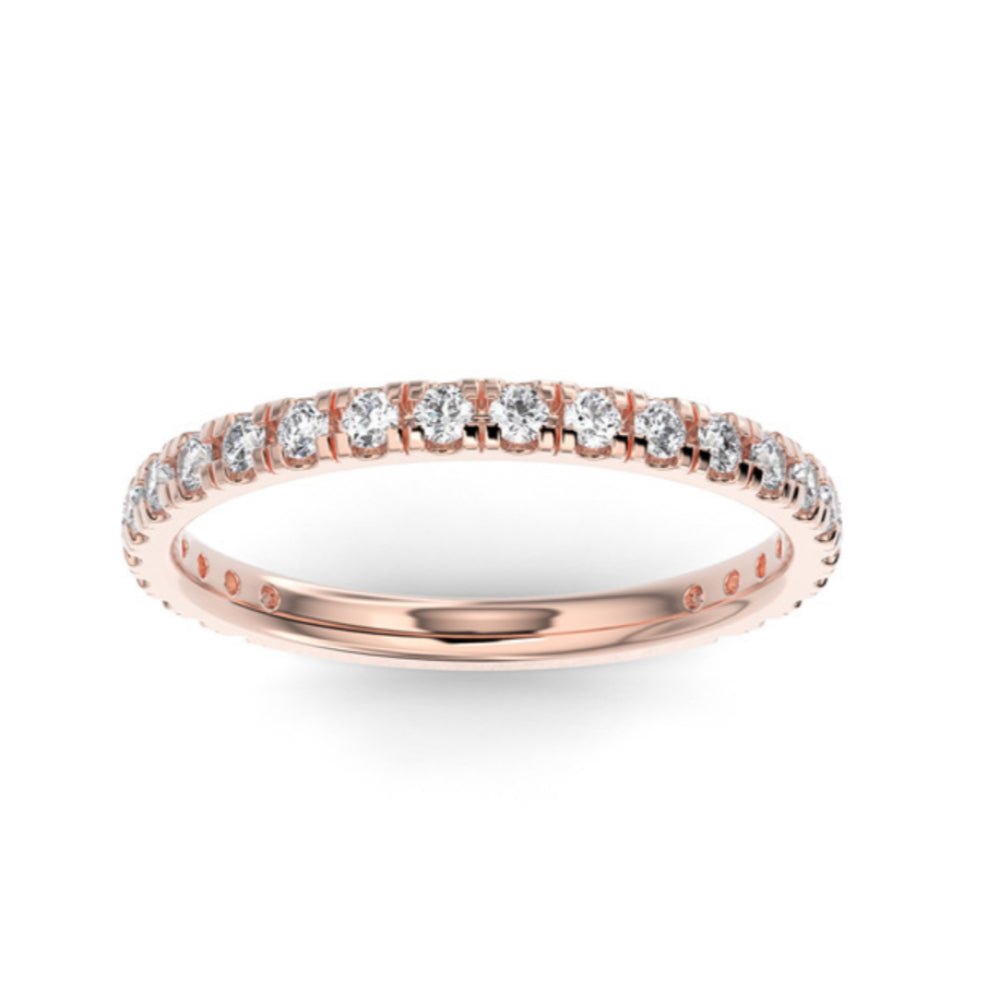 14K Rose Gold Round Three Quarter Pave Natural Diamond Wedding Band