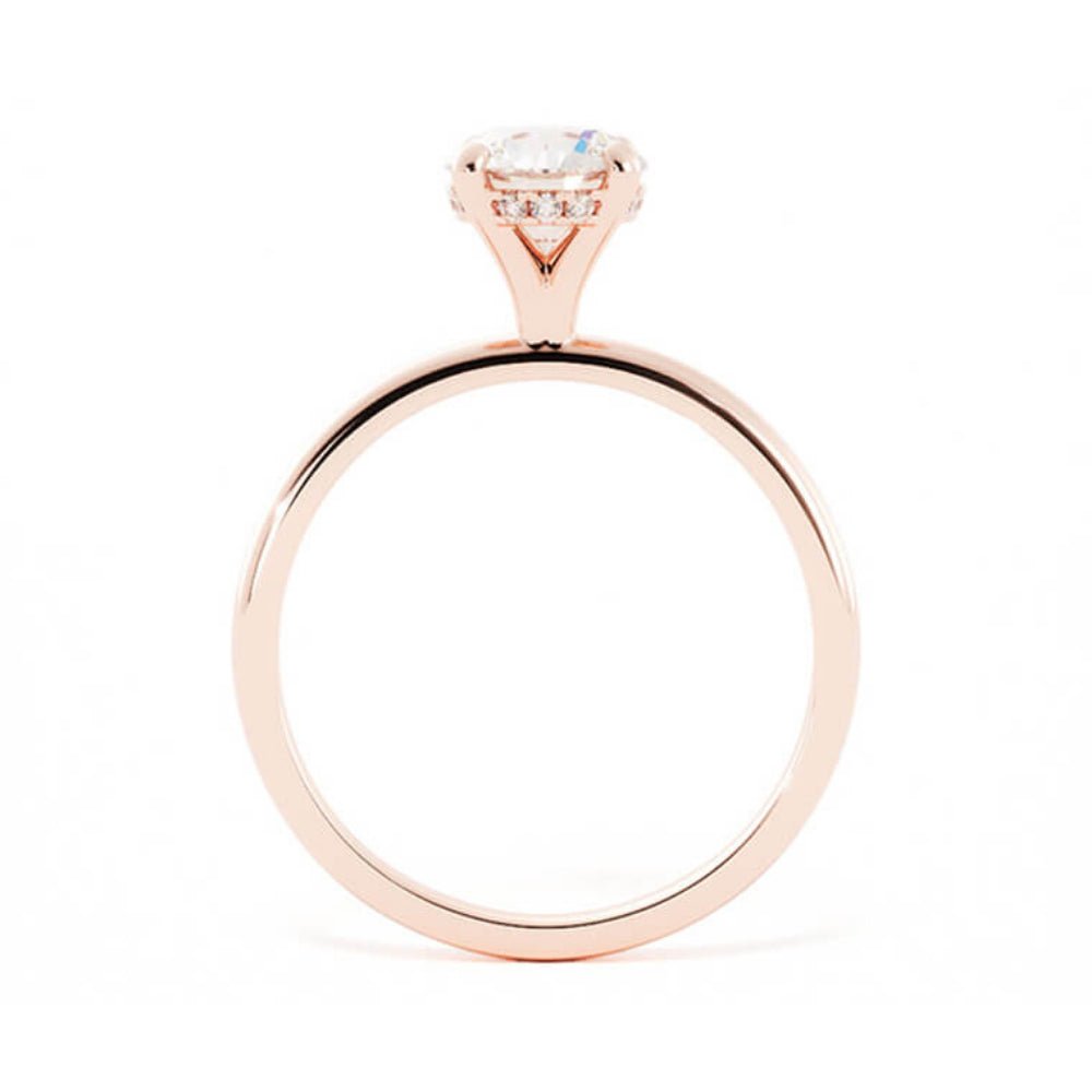 1.0ct Moissanite Round Hidden Halo 14K Rose Gold Engagement Ring
