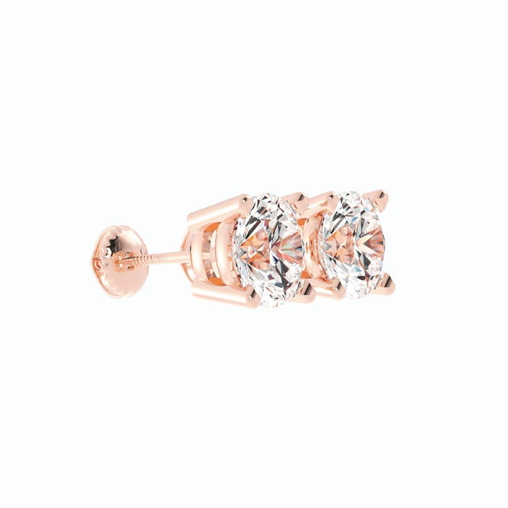 3.87ct Moissanite Round Large Stud 14K Rose Gold Earring