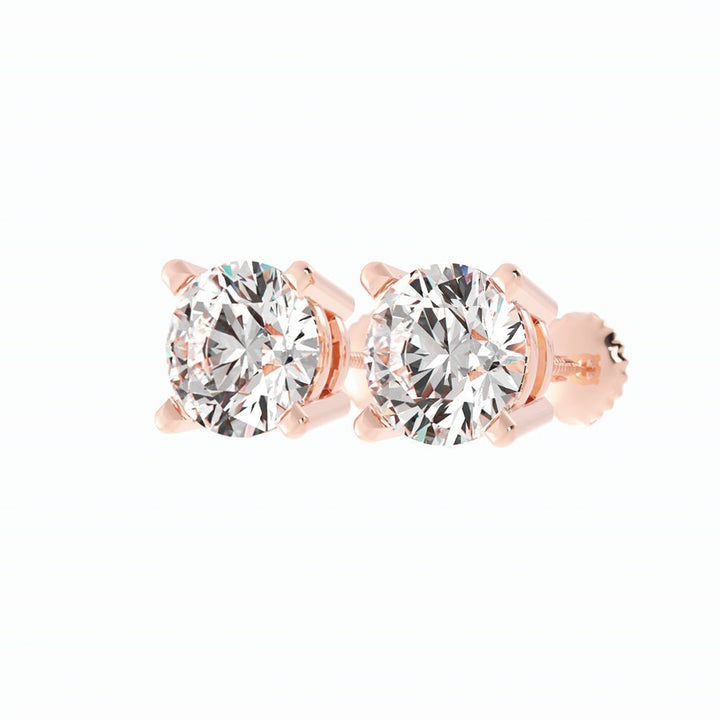3.87ct Moissanite Round Large Stud 14K Rose Gold Earring