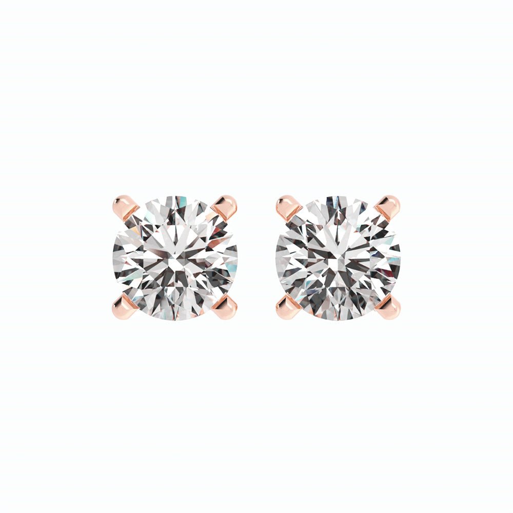 3.87ct Moissanite Round Large Stud 14K Rose Gold Earring