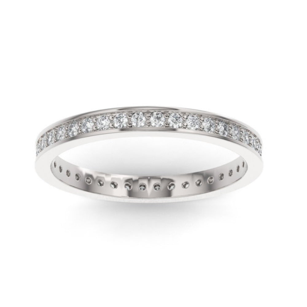 14K White Gold Round Eternity Lab Grown Diamond Wedding Band