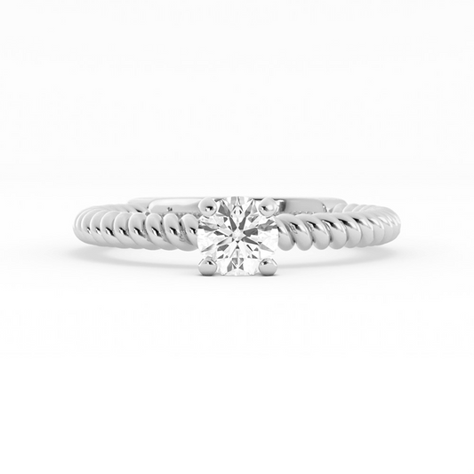 0.5ct Lab Grown Diamond Rope Solitaire 14K White Gold Engagement Ring