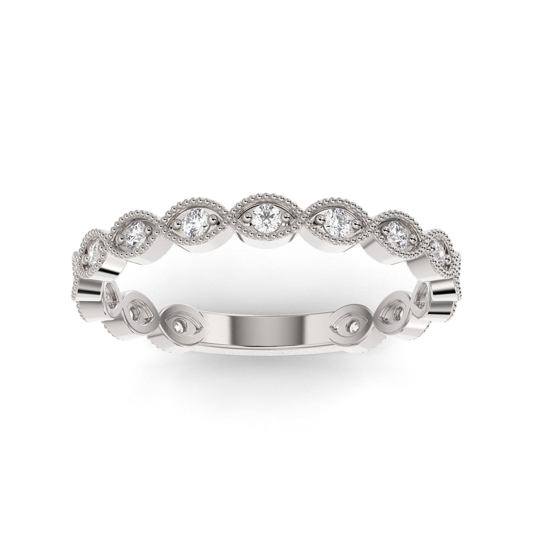 14K White Gold Three Quarter Shank Lab Grown Diamond Wedding Band