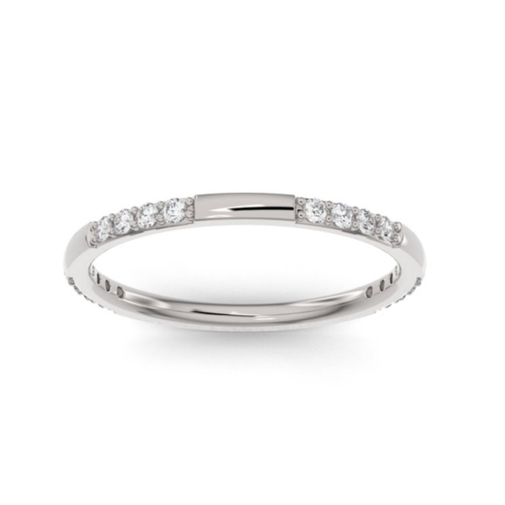 14K White Gold Round 16 Grouped Lab Grown Diamond Wedding Band