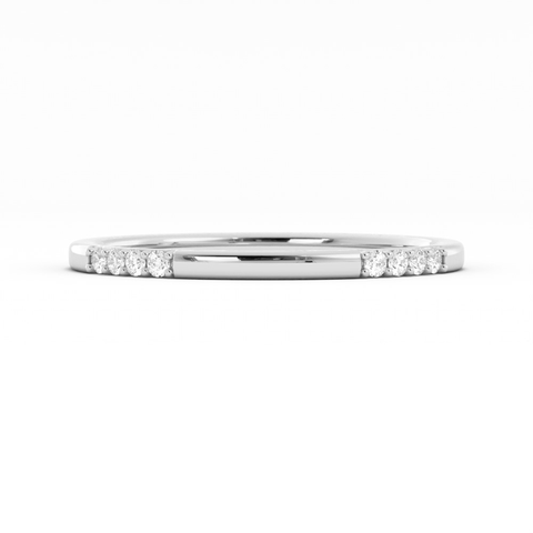 14K White Gold Round 16 Grouped Natural Diamond Wedding Band