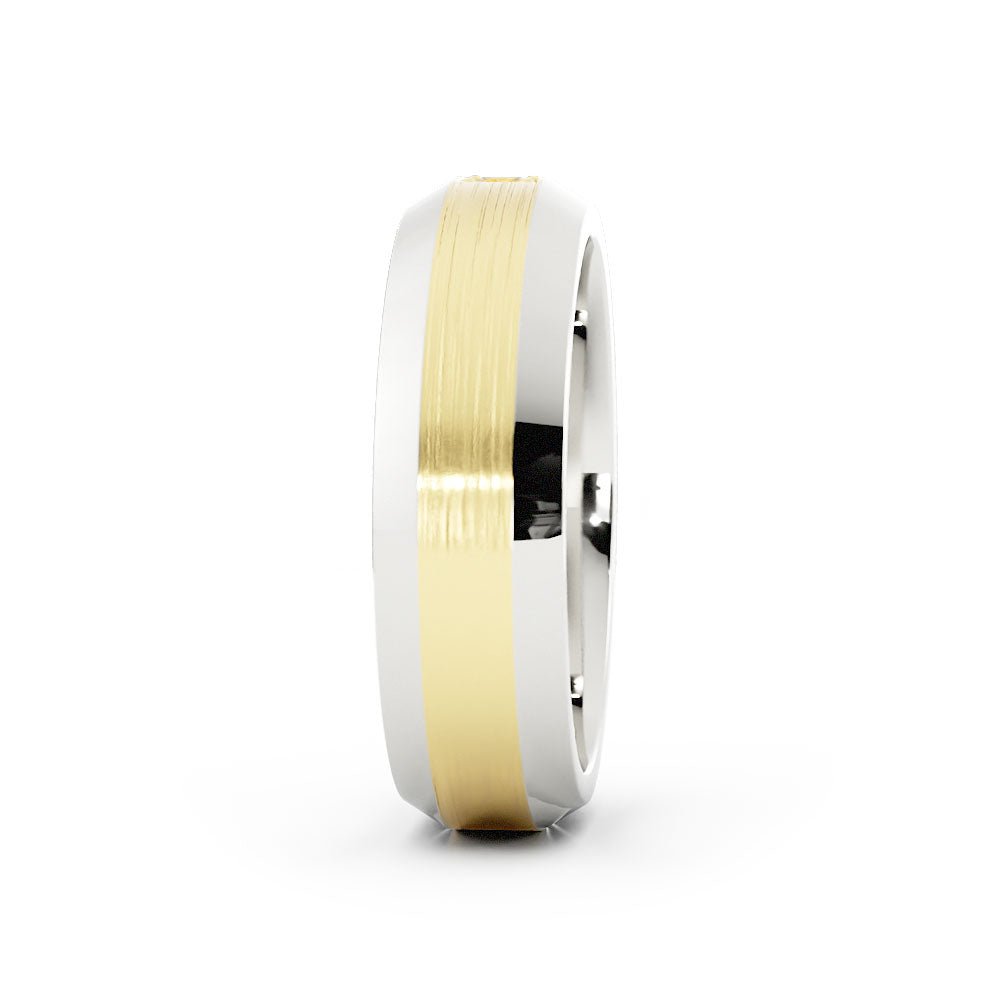 Two-Tone 14K White/Yellow Gold Round with Lab Grown Diamond Wedding Band