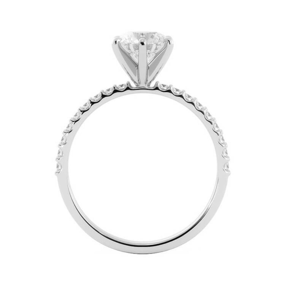 1.0ct Moissanite Pave Solitaire 14K White Gold Engagement Ring