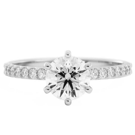 1.0ct Moissanite Pave Solitaire 14K White Gold Engagement Ring